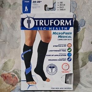 TRUFORM Unisex Microfiber Compression Socks|20-30 mmhg Knee High|Black|Medum|NEW